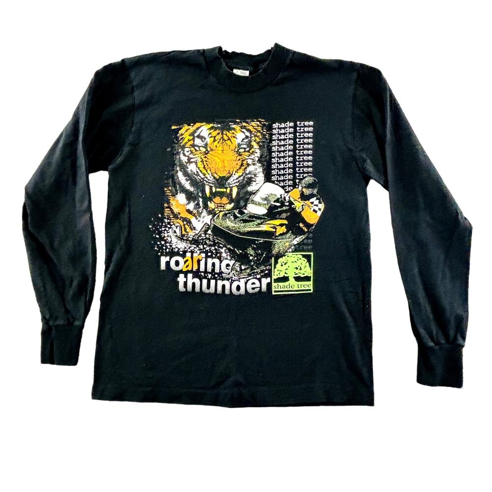 Vtg Mens M Shade Tree PowerSports‎ Tiger Rolling Thunder Snowmobile Long Sleeve